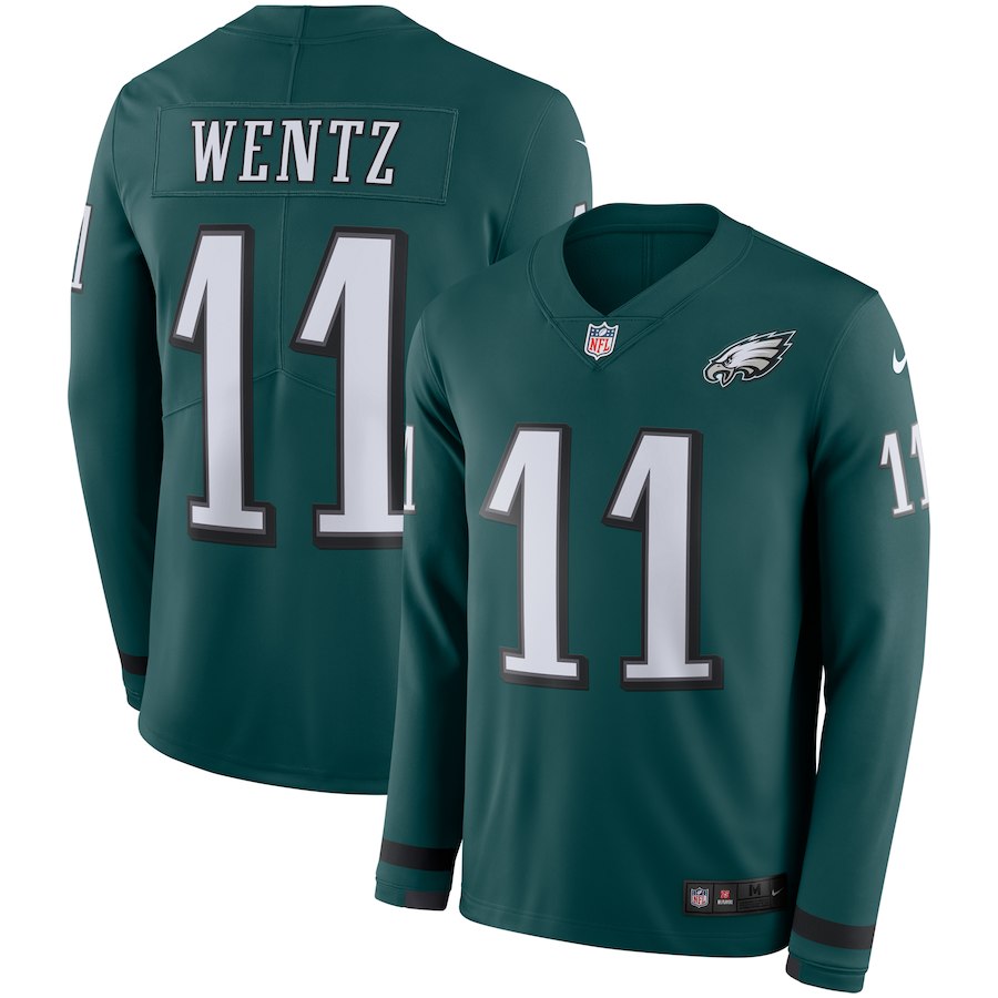 Men Philadelphia Eagles #11 Wentz green Limited NFL Nike Therma Long Sleeve Jersey->philadelphia eagles->NFL Jersey